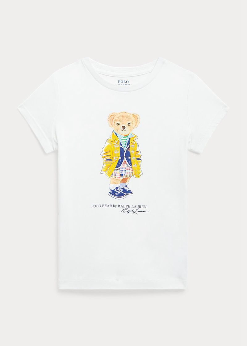 ラルフ ローレン T シャツ ガール 白 1.5-6.5 年 ポロベア コットン ジャージー XZDJT9748
